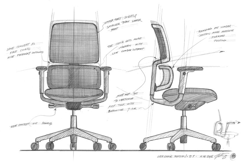 Design-bureaustoel-getekend